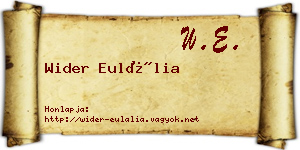 Wider Eulália névjegykártya
